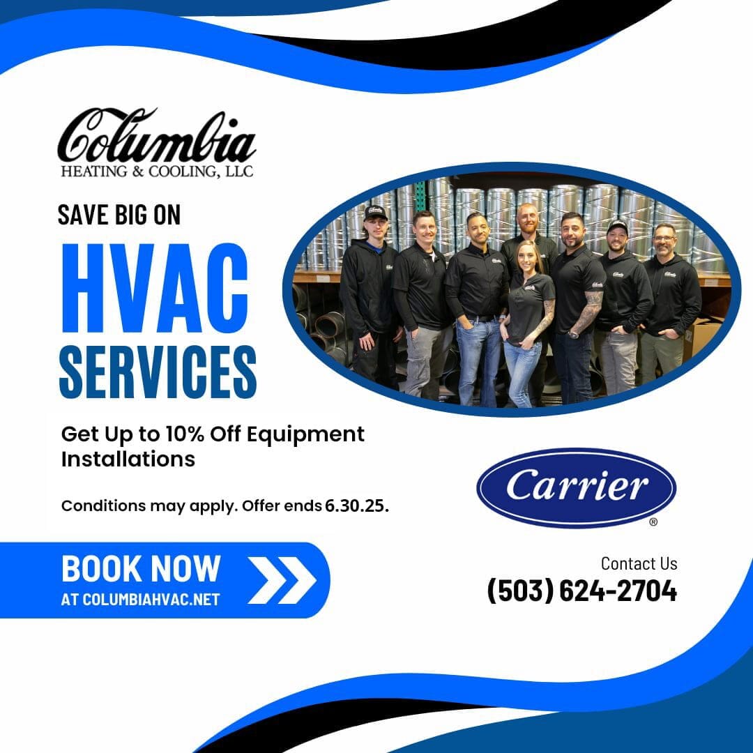 Columbia 10% Off Equipment Installations Special June 2025